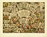 Spielkarten Chromolithographie 1891 Original der Zeit