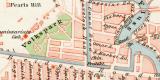 Singapur Stadtplan Lithographie 1900 Original der Zeit
