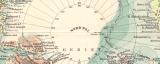 Nord Polarländer Landkarte Lithographie ca. 1900...