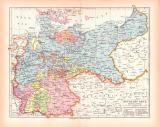 Originaldruck aus Meyers Handatlas zweite Ausgabe von 1900 zeigt Deutsches Reich Landkarte Lithographie ca. 1900