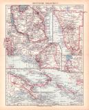 Originaldruck aus Meyers Handatlas zweite Ausgabe von 1900 zeigt Deutsche Kolonien I. Landkarte Lithographie ca. 1900