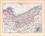 Originaldruck aus Meyers Handatlas zweite Ausgabe von 1900 zeigt Pommern Landkarte Lithographie ca. 1900