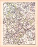 Originaldruck aus Meyers Handatlas zweite Ausgabe von 1900 zeigt Rheinprovinz Landkarte Lithographie ca. 1900