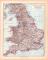Originaldruck aus Meyers Handatlas zweite Ausgabe von 1900 zeigt England und Wales Landkarte Lithographie ca. 1900