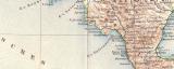 Italien Süd Landkarte Lithographie ca. 1899 Original der Zeit