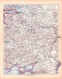 Originaldruck aus Meyers Handatlas zweite Ausgabe von 1900 zeigt Mittleres Russland Landkarte Lithographie ca. 1900