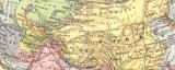 Asien Landkarte Lithographie ca. 1899 Original der Zeit