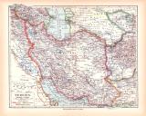 Originaldruck aus Meyers Handatlas zweite Ausgabe von 1900 zeigt Persien Landkarte Lithographie ca. 1900