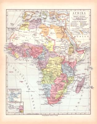 Afrika Landkarte Lithographie ca. 1900 Original der Zeit