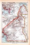 Originaldruck aus Meyers Handatlas zweite Ausgabe von 1900 zeigt Kamerun Landkarte Lithographie ca. 1900