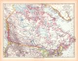 Originaldruck aus Meyers Handatlas zweite Ausgabe von 1900 zeigt Britisch Nordamerika Landkarte Lithographie ca. 1900