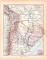 Originaldruck aus Meyers Handatlas zweite Ausgabe von 1900 zeigt Argentinien Chile Bolivien Uruguay Paraguay Landkarte Lithographie ca. 1900