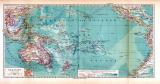 Originaldruck aus Meyers Handatlas zweite Ausgabe von 1900 zeigt Ozeanien Landkarte Lithographie ca. 1900