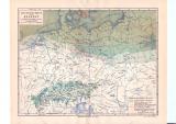 Mitteleuropa zur Eiszeit Karte Lithographie 1890 Original der Zeit