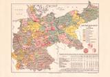 Reichtagswahlen 1890 Karte Lithographie 1893 Original der Zeit