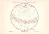 Nebelflecke und Sternhaufen der N&ouml;rdlichen Himmelsh&auml;lfte Lithographie 1898 Original der Zeit