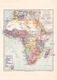 Afrika politische &Uuml;bersicht Karte Lithographie 1899 Original der Zeit