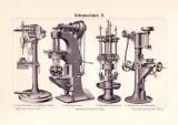 Bohrmaschinen II. Holzstich 1899 Original der Zeit