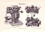 Fräsmaschinen I. - II. Holzstich 1899 Original der Zeit