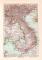 Französisch Hinterindien Karte Lithographie 1899 Original der Zeit