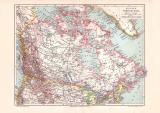 Britisch Nordamerika Karte Lithographie 1899 Original der Zeit
