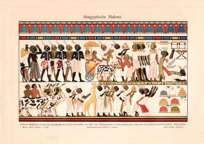 Altägyptische Malerei historischer Druck Chromolithographie ca. 1902