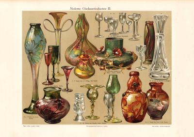Moderne Glaskunstindustrie III. historischer Druck Chromolithographie ca. 1904