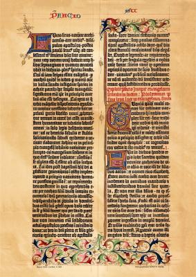 Faksimile Gutenberg Bibel historischer Druck Chromolithographie ca. 1903