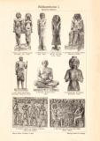 Bildhauerkunst I. + II. &Auml;gypten Orient Griechenland historischer Druck Holzstich ca. 1902