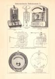 Elektrotechnische Me&szlig;instrumente I. - II. historischer Druck Holzstich ca. 1903
