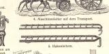 Feuerspritzen + Feuerlöschgeräte historischer Druck Holzstich ca. 1904