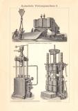 Hydraulische Werkzeugmaschinen I. - II. historischer Druck Holzstich ca. 1905