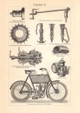 Fahrräder I. - II. historischer Druck Holzstich ca. 1904