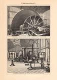 F&ouml;rdermaschinen I. - II. historischer Druck Holzstich ca. 1904