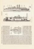 Dampfschiff I. - II. historischer Druck Holzstich ca. 1903