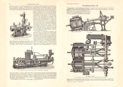 Dampfmaschinen III. historischer Druck Holzstich ca. 1903