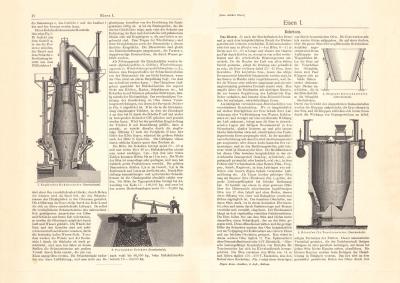 Eisen I. Roheisen historischer Druck Holzstich ca. 1903