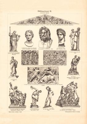 Bildhauerkunst III. Griechenland historischer Druck Holzstich ca. 1902