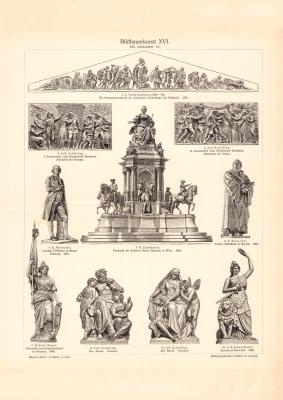 Bildhauerkunst XVI. 19. Jhr. historischer Druck Holzstich ca. 1902