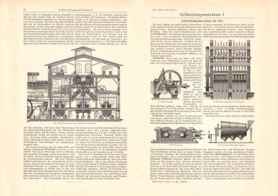 Aufbereitungsmaschinen I. Erze historischer Druck Holzstich ca. 1902
