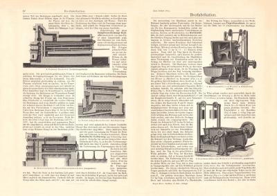 Brotfabrikation I. - IV. historischer Druck Holzstich ca. 1903
