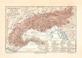 Einteilung der Alpen historische Landkarte Lithographie ca. 1902
