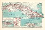 Cuba Puerto Rico Jamaika historische Landkarte...