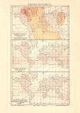 Erdmagnetismus I. historische Landkarte Lithographie ca....