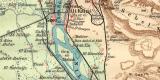 Kairo Umgebung historischer Stadtplan Karte Lithographie ca. 1906