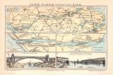 Kaiser Wilhelm Kanal historische Landkarte Lithographie ca. 1905