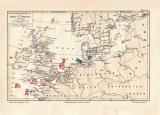 Seestreitkr&auml;fte Nordsee &amp; Ostsee historische Landkarte Lithographie ca. 1908