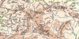 Mitteleuropa Fl&uuml;sse Gebirge historische Landkarte Lithographie ca. 1903