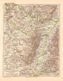 Elsass Lothringen historische Landkarte Lithographie ca....
