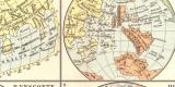 Geschichte der Erdkunde I. historische Landkarte Lithographie ca. 1904
